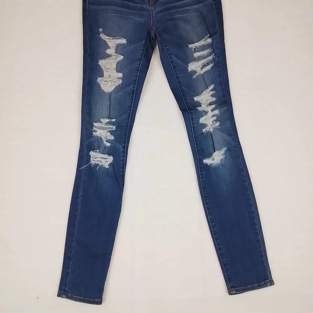 Pacsun‎ Mid Rise Denim Jegging Size 25 w/ Distressed Dark Wash Denim